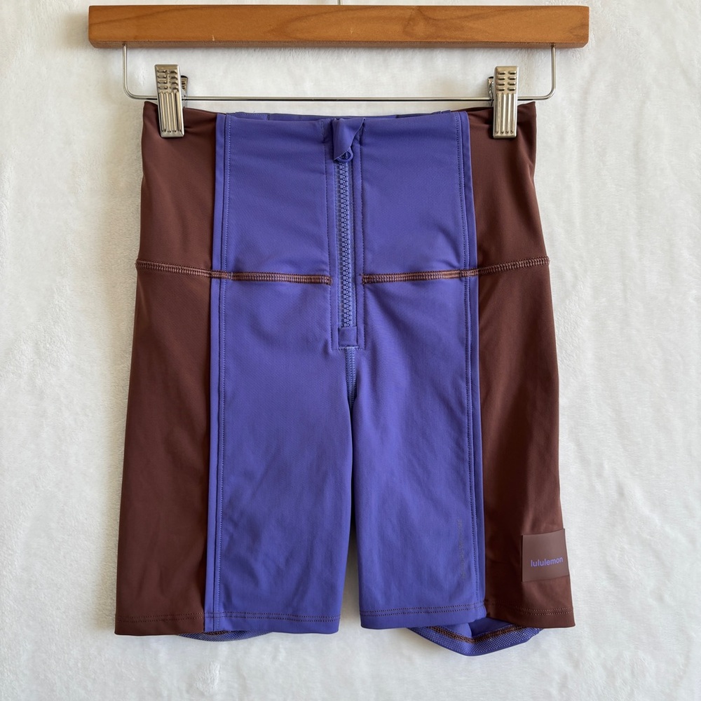 Lululemon purple brown biker shorts Hike to‎ Swim Short size 2